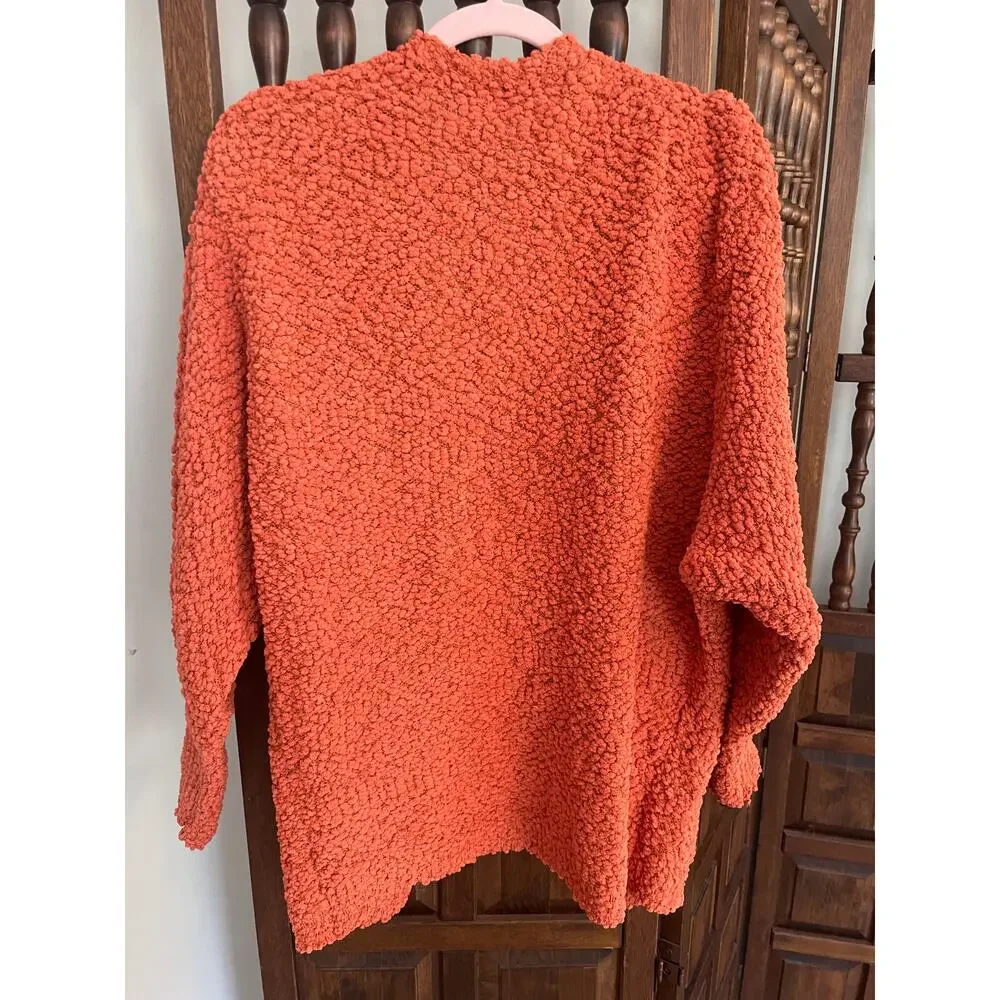 Zesica Popcorn Chunky Oversized‎ Cardigan Sweater Orange Womens Medium